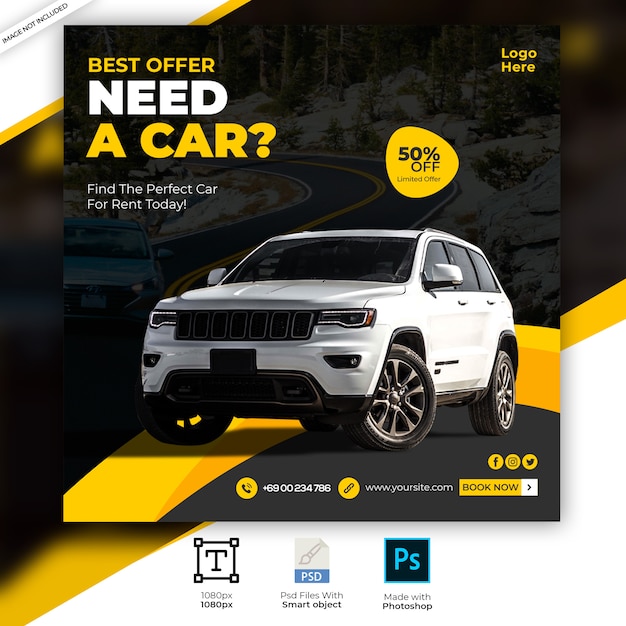 Premium Psd Rent Car Social Media Post Banner Template 1782