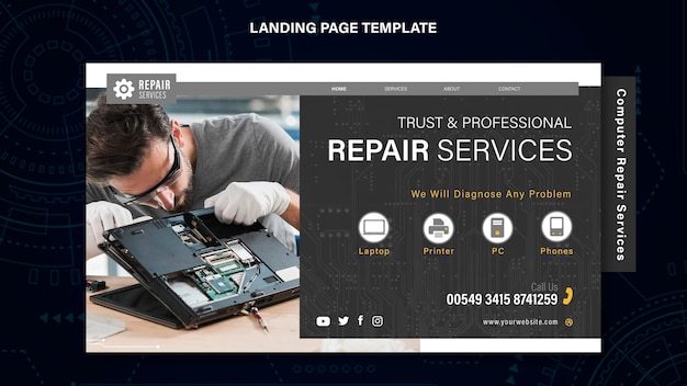 Download Free PSD | Repair services landing page template