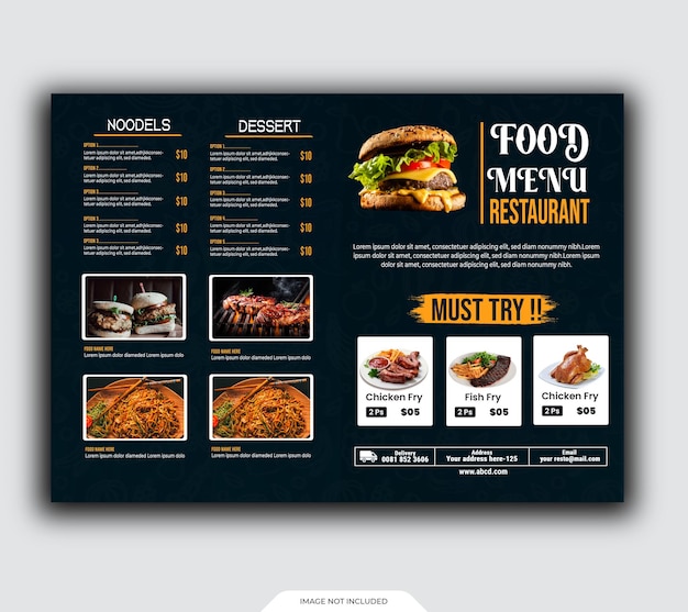 Premium PSD | Restaurant bifold food menu design