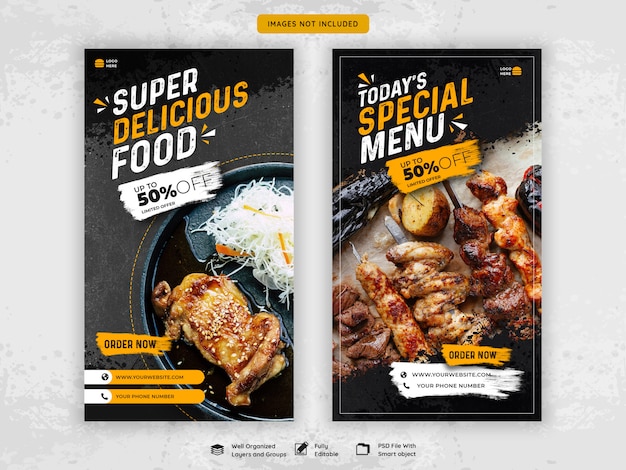 Restaurant food instagram stories Premium Psd