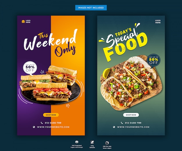 Restaurant food menu instagram stories post template Premium Psd