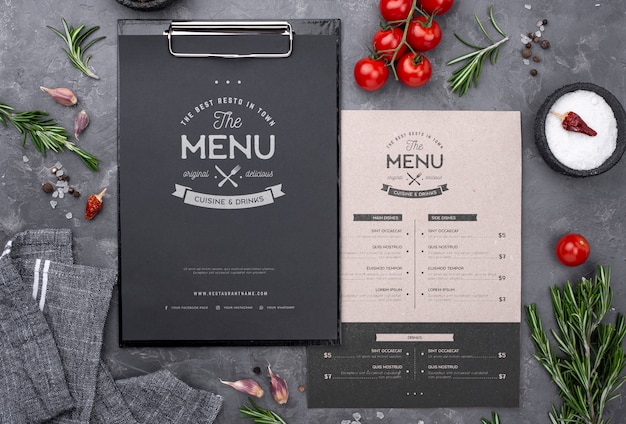 Free PSD | Restaurant menu concept mock-up