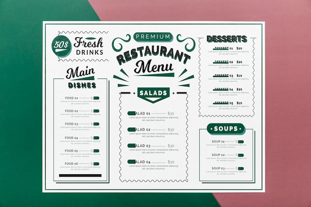 Restaurant menu concept mockup Free Psd