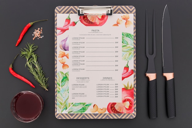 Download Restaurant menu concept mockup | Free PSD File