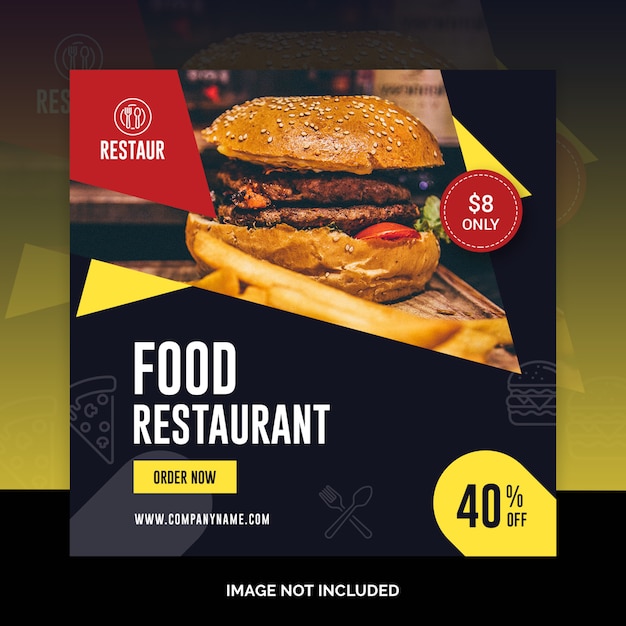 Premium PSD | Restaurant social media post template