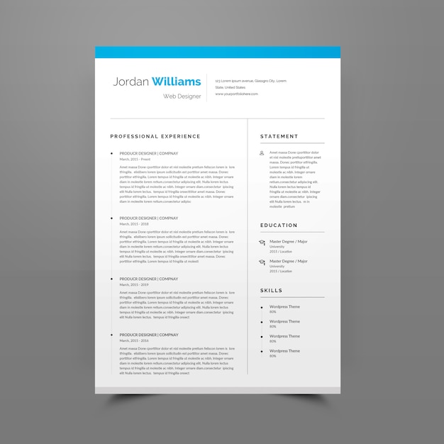 Resume or cv template editable PSD file | Premium Download