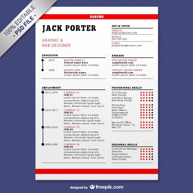 free resume download psd