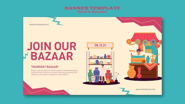 Free PSD | Retro bazaar banner template