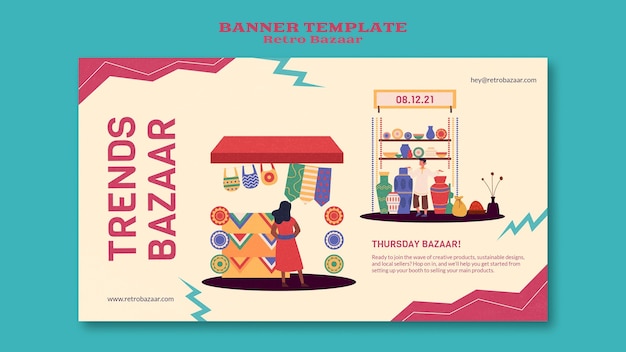 Free PSD | Retro bazaar banner template