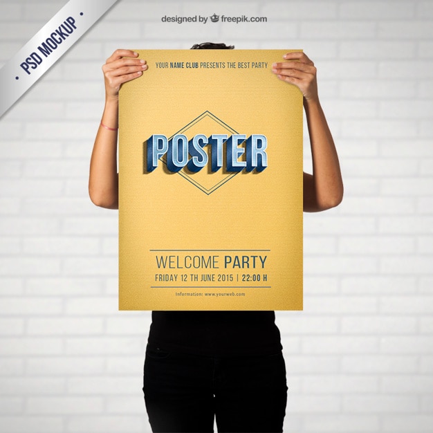Download Retro party poster mockup PSD file | Free Download