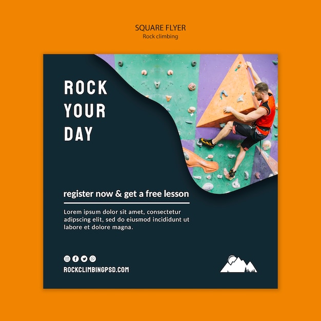 Free PSD Rock Climbing Square Flyer Template