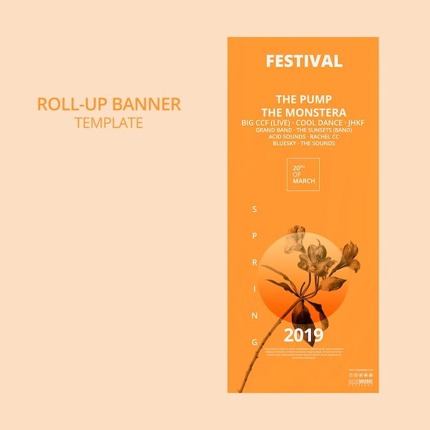 Roll up banner template with spring festival concept Free Psd