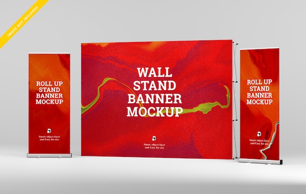 Download Premium Psd Roll Up Banner And Wall Stand Banner Mockup PSD Mockup Templates