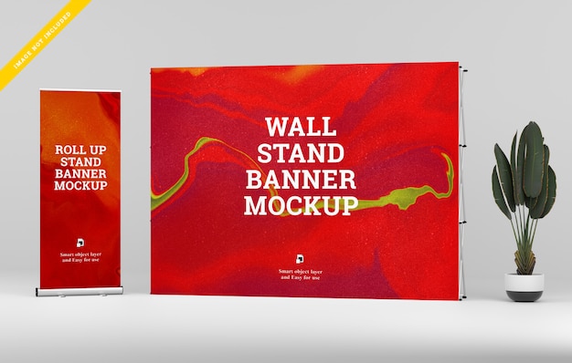 Download Premium Psd Roll Up Banner And Wall Stand Banner Mockup PSD Mockup Templates