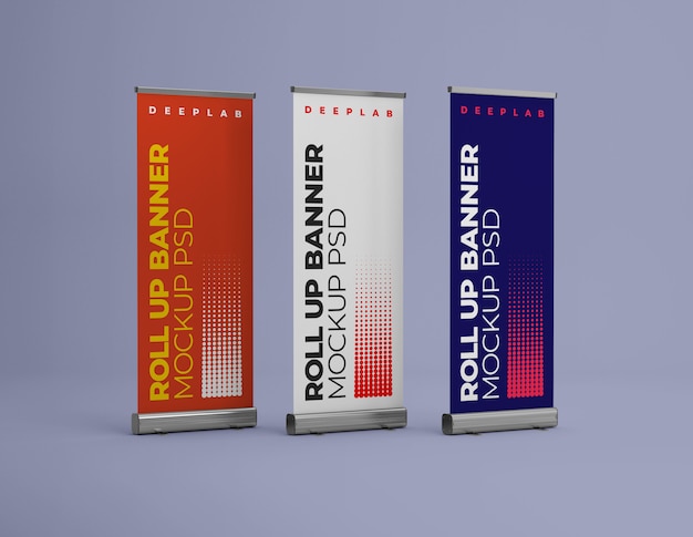 Download Roll up banner with color mockup | Premium PSD File