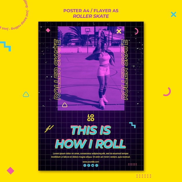 Free PSD | Roller skate concept flyer template