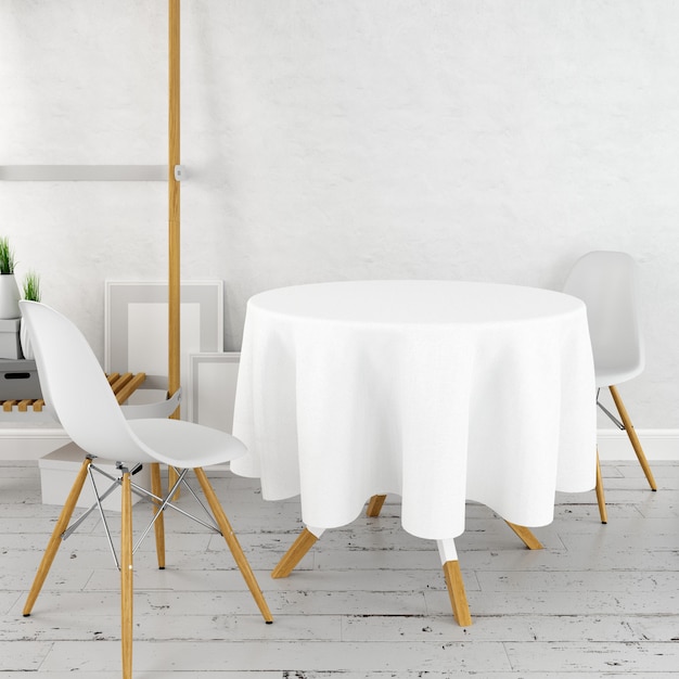 Free Psd Round Dining Table Mockup, Round Kitchen Table Cloth