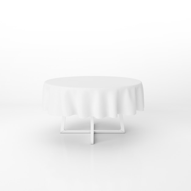 Download Round dining table mockup with a white cloth | Free PSD File