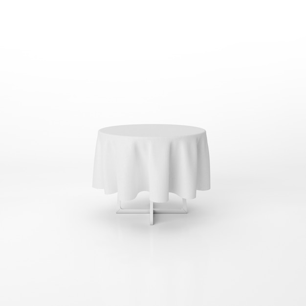 Download Round dining table mockup with a white cloth | Free PSD File