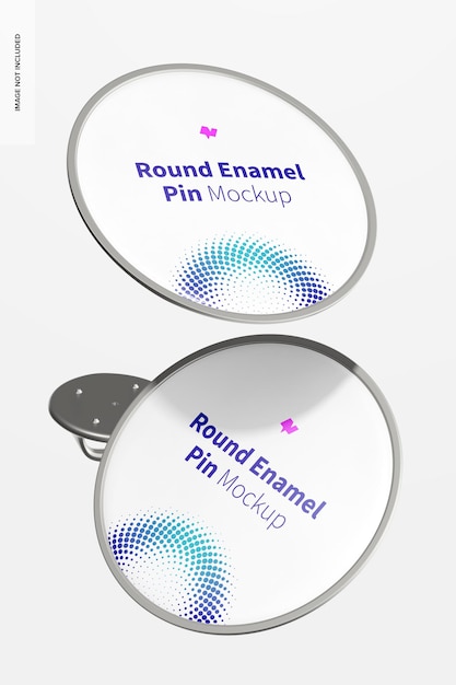 Premium PSD | Round enamel pin mockup, floating