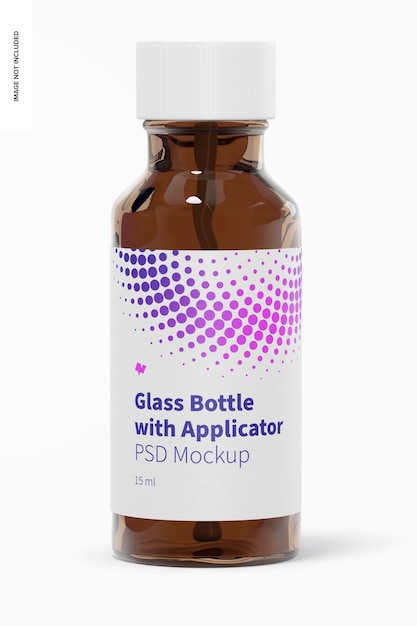 Download Free Psd Round Glass Bottle With Applicator Rod Mockup