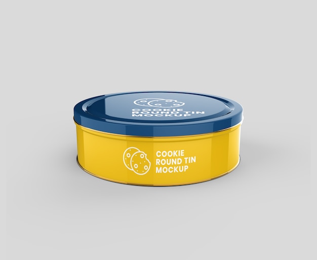 Download Premium Psd Round Glossy Cookie Metal Tin Mockup