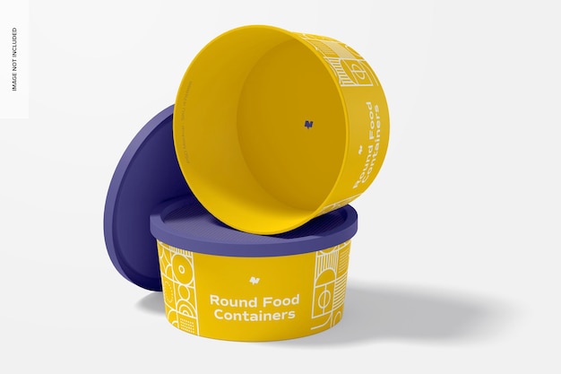 Download Premium Psd Round Plastic Food Delivery Containers Mockup Opened And Closed