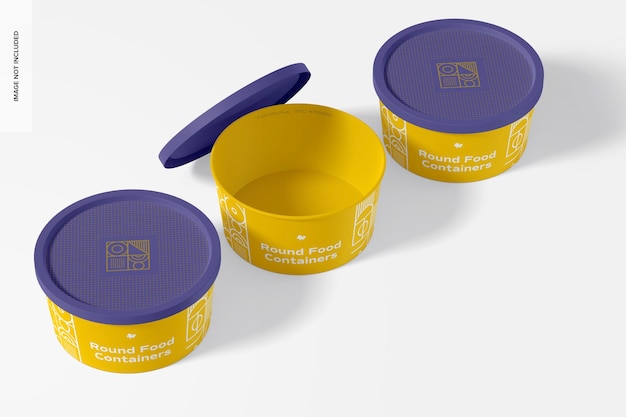 Download Premium Psd Round Plastic Food Delivery Containers Mockup