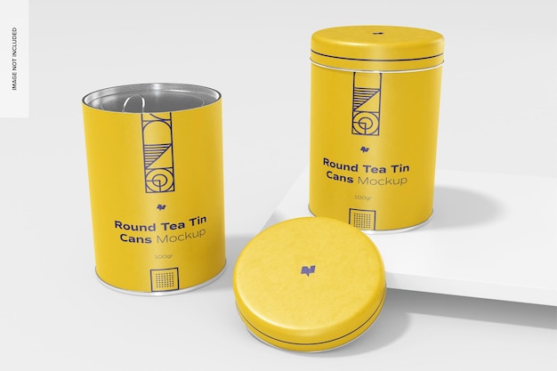 Download Premium Psd Round Tea Tin Cans Mockup Floating