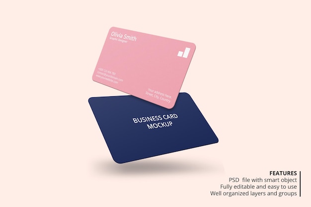 Premium PSD | Rounded corner business card mockup design