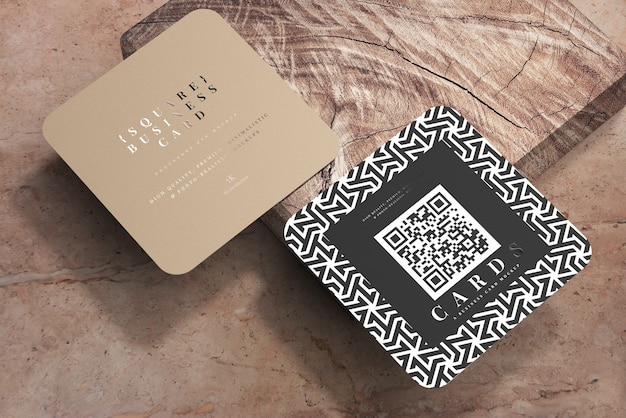 Download Free PSD | Rounded corner square business cards mockup