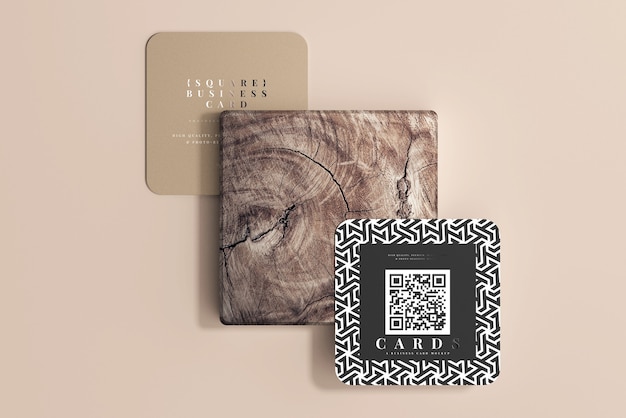 Download Free PSD | Rounded corner square business cards mockup