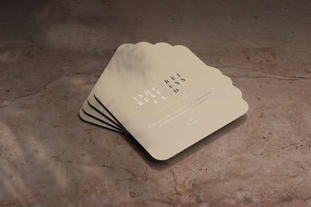 Download Free PSD | Rounded corner square business cards mockup