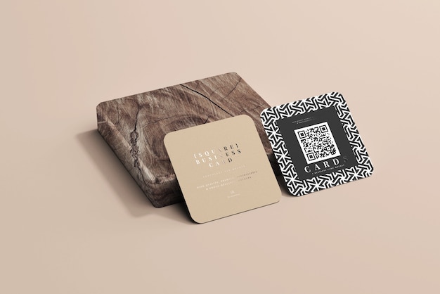 Free PSD | Rounded corner square business cards mockup