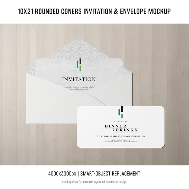 Download Rounded corners invitation and envelope mockup PSD file ... PSD Mockup Templates