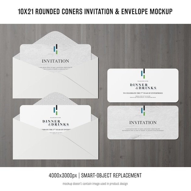 Download Free Psd Rounded Corners Invitation And Envelope Mockup