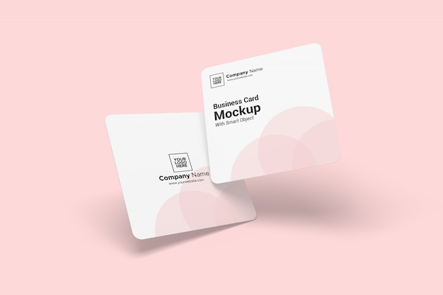 Download Premium PSD | Rounded square business card mockup