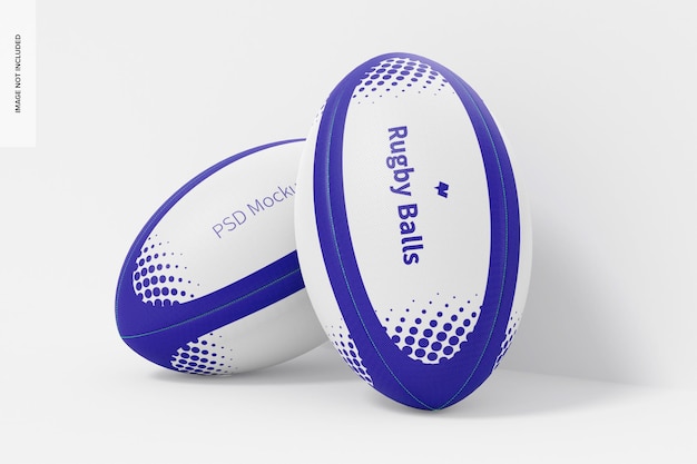 Premium PSD | Rugby balls mockup, leaned