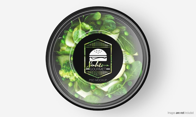 Download Premium PSD | Salad box mockup with label on green salad