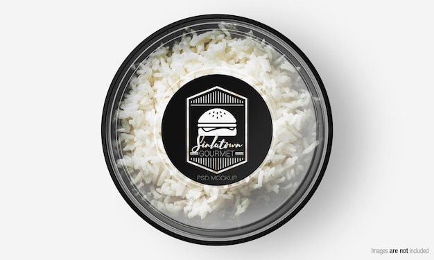Download Premium PSD | Salad box mockup with label on rice