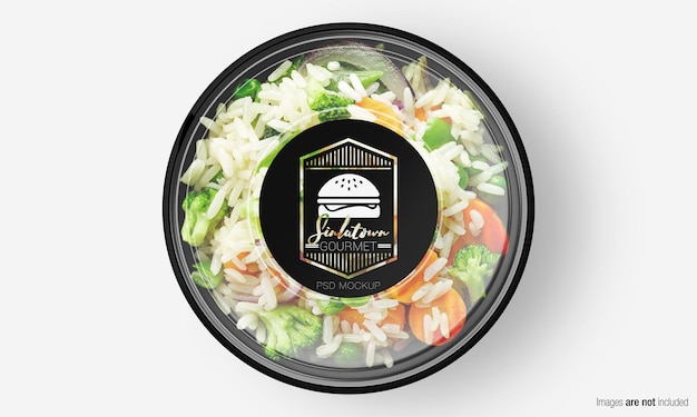 Download Premium PSD | Salad box mockup with label on vegetable rice