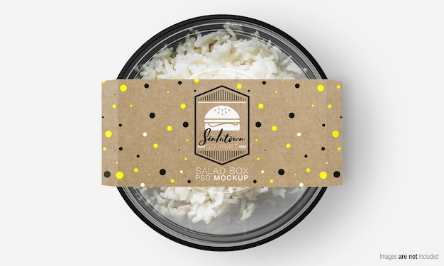 Download Premium PSD | Salad box mockup with paper cover on rice
