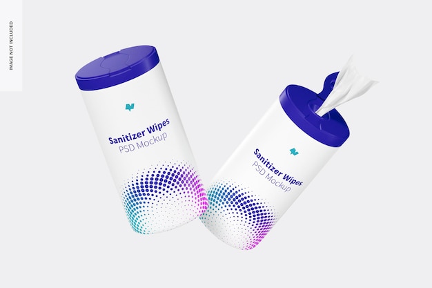 Download Premium Psd Sanitizer Wipes Canisters Mockup Floating