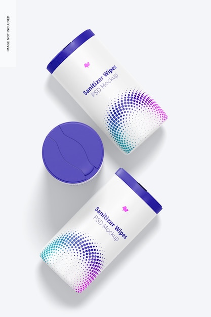 Download Premium Psd Sanitizer Wipes Canisters Mockup Top View