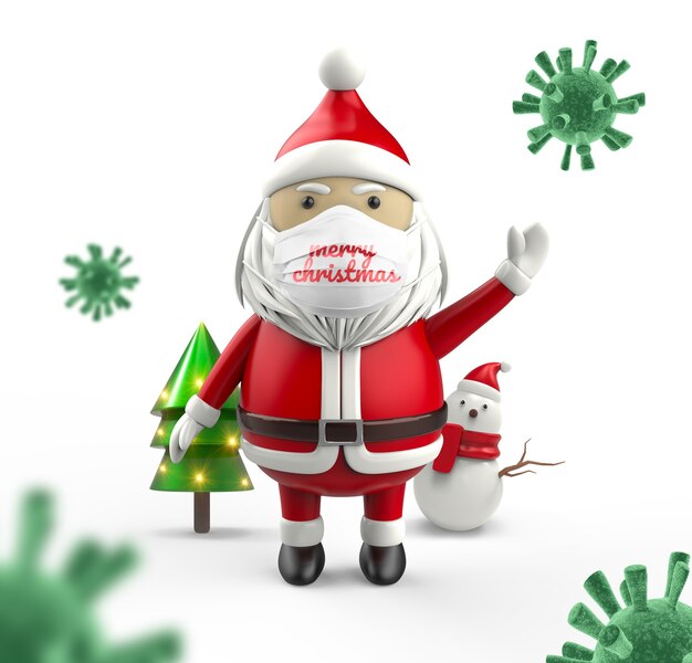 Premium Psd Santa Wear Medical Face Mask Mockup