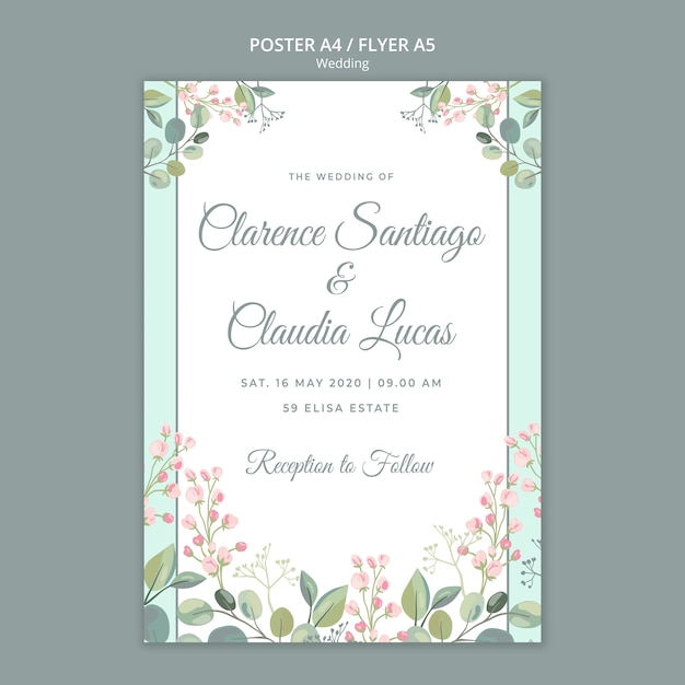 Download Save the date floral wedding flyer template | Free PSD File