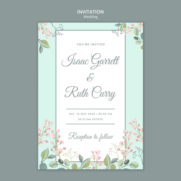 Free PSD Save the date floral wedding invitation template