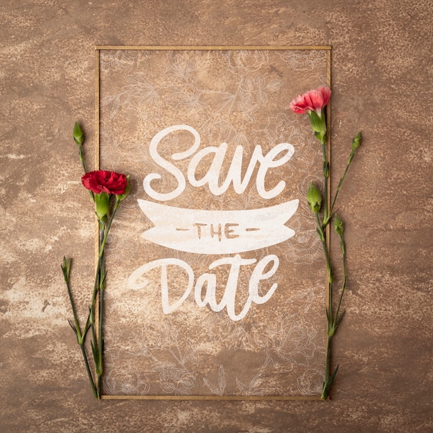 Download Save the date flowers concept mock-up | Free PSD File