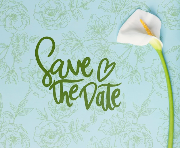 Download Save the date flowers concept mock-up | Free PSD File