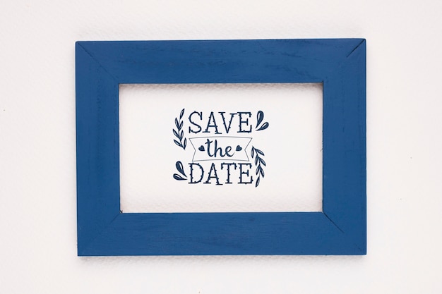 Download Save the date mock-up dark blue frame | Free PSD File